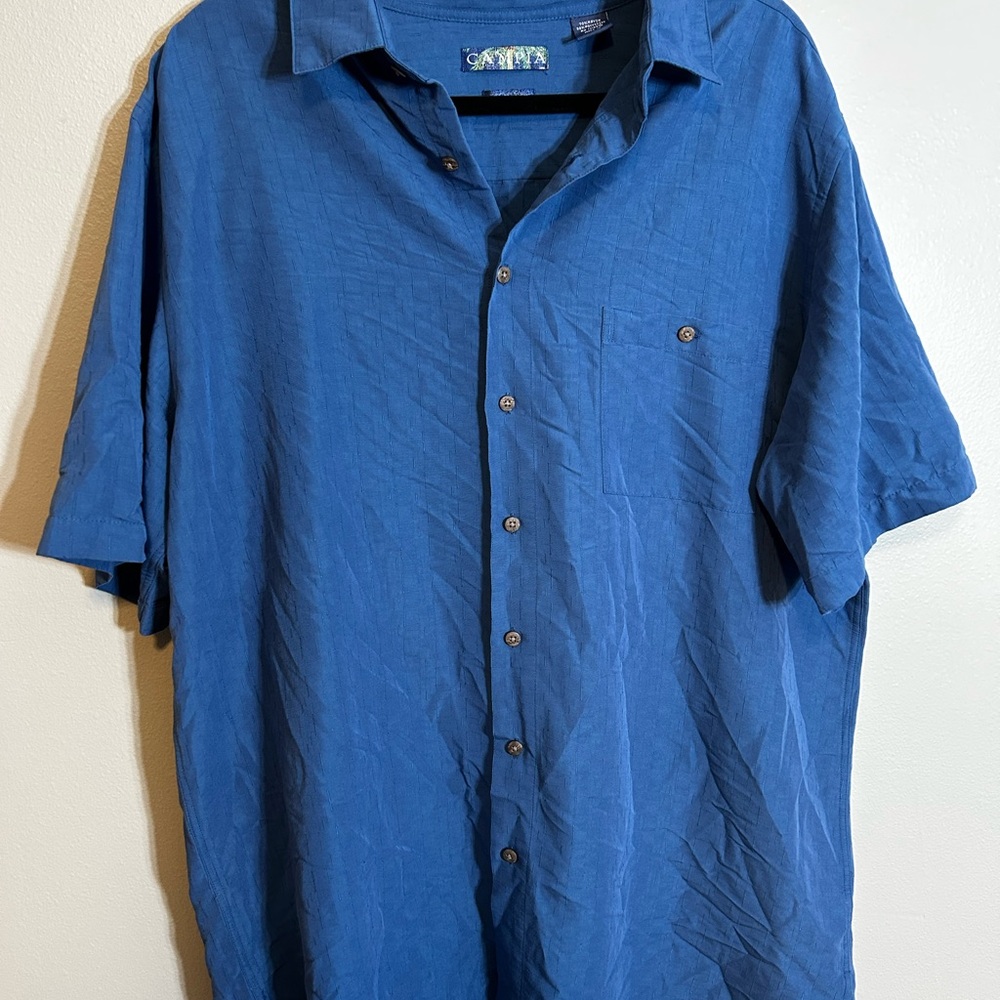 Campia Casual Blue Button-Down Shirt for Men XLT Easy Care Flowy